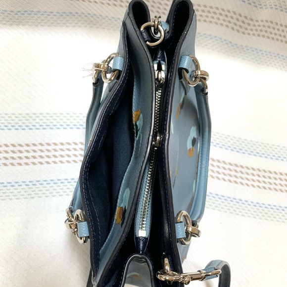 Coach Minetta Multi Compartment Floral Satchel/Crossbody Dusty Light Blue Bag - Picture 12 of 13